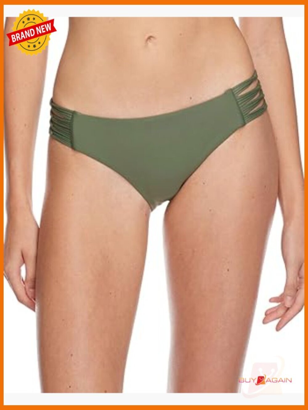 Women's Low-Rise Medium Coverage Bikini Bottom Swimsuit with Side Strap Details